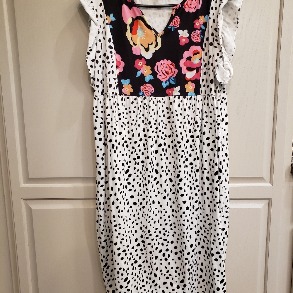 White Summer Floral Leopard Dress